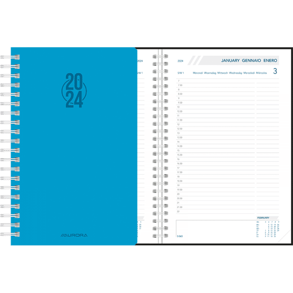 Agenda Daily 2024 wire-o - Blauw